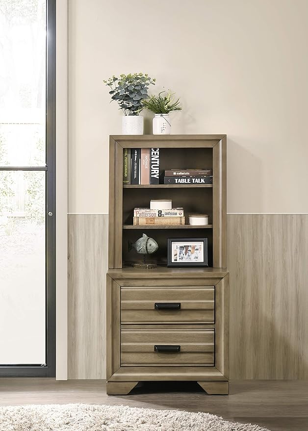 Roundhill Furniture Loiret Light Gray Finish Wood Storage Platform WallBed, King