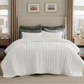 Bedsure Velvet Quilt Queen Size Set - Lightweight Velvet Comforter Queen, Luxury Bedspread Coverlet, Ultra-Soft Winter Bedding Set with 2 Pillow Shams, 90"x96", Cream White