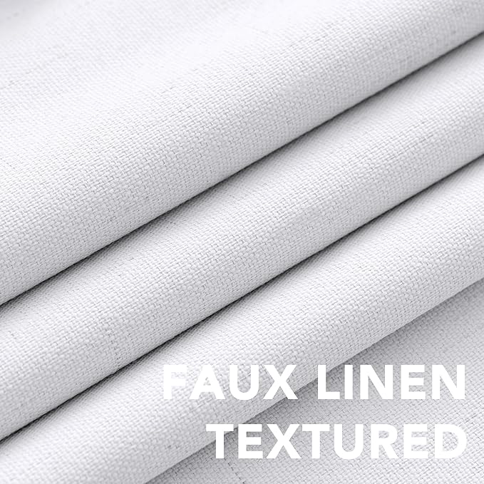 H.VERSAILTEX 108 inch Curtains, Linen Blackout Curtains 100% Absolutely Blackout, Thermal Insulated Textured Linen Look Curtain Draperies Anti-Rust Grommet, 2 Panels Bright White