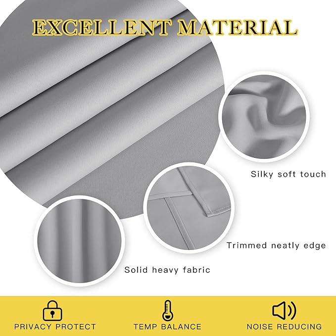 NICETOWN Blackout Curtain Drape 84 inches Length - Light Reducing Thermal Insulated Solid Grommet Blackout Window Treatment for Living Room (Silver Grey, 1 Piece, W66 x L84)