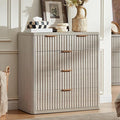 LEYAOYAO Fluted 5 Drawers Dresser for Bedroom Set of 2, 34" Tall Modern Chest of Drawers with Metal Handle, Curved Profile Design,Lightgrey Wood Drawer Organizer for Bedroom, Living Room, Hallway