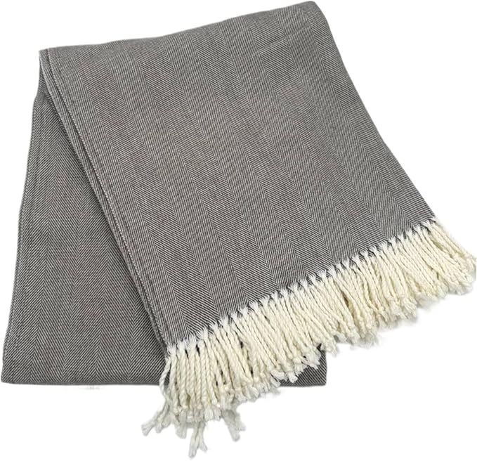 Alashan Cotton Acrylic Adirondack Herringbone Woven Throw (Otter)