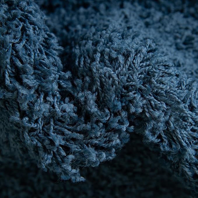 Unique Loom Solid Shag Collection Area Rug (5' 1" Square, Sapphire Blue/ Navy Blue)