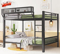 Higher Quality & Stronger Heavy Duty Metal Bunk Bed Frame Queen Over Queen Size for Adults Teens, Thickened More Stable Steel Bunkbed (Queen Over Queen-B)