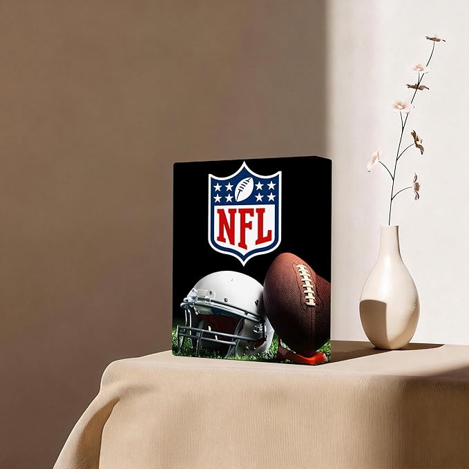 B.B.F MAKE American Football Canvas Wall Art Super Champions Bowl Poster Rugby Oil Painting Canvas Wall Decor Sports Picture Boys Gift Modern Bedroom Living Room Dorm Home Decoration, Framed 11x14inch