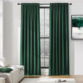DONREN 108 inch Extra Length Curtains for Bedroom - Rod Pocket Smooth Tactility Blackout Window Panels for Patio (52 W x 108 L,Dark Green,2 Pieces)