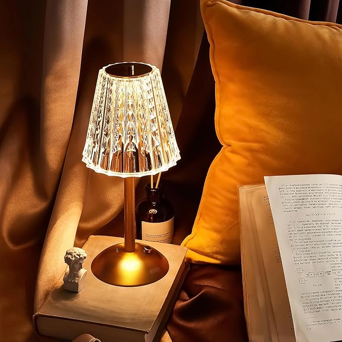 Liliful 6 Pcs Cordless Table Lamp Rechargeable Touch LED Small Gold Portable Battery Operated USB-c Desk Lamp 3 Color Dimmable for Bedroom Living Room Dining (Gold,Classic Style)