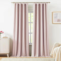 Vision Home Pink Linen Full Blackout Curtains for Bedroom Living Room Darkening Soundproof Window Curtains 102 inch Thermal Insulated Rod Pocket Back Tab Linen Drapes 2 Panels 56" Wx102 L