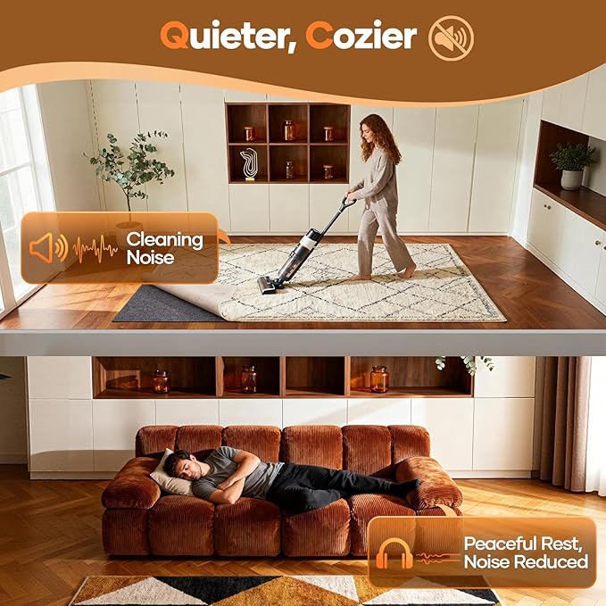 Veken Non Slip Cushioned Rug Pad Gripper 10 x 14 Ft, Felt and Silicone Backing, 1/8 inch Thick Carpet Liner for Hardwood Floors and Finishes, Under Area Rugs Anti Skid Mat, Keep Rugs Safe and in Place