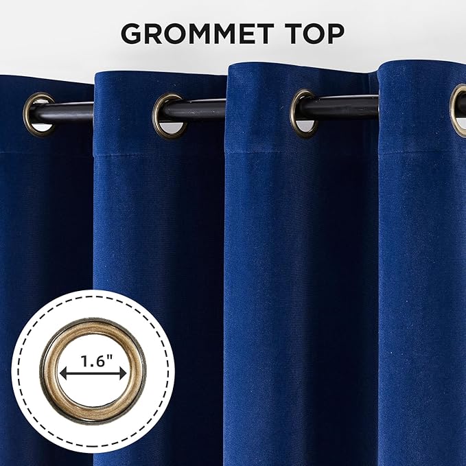 Joydeco Royal Blue 100% Blackout Curtains 90 Inch 2 Panels, Luxury Thermal Royal Blue Velvet Curtains for Bedroom Living Room, Soundproof Blackout Window Drapes, Grommet Top (52W x 90L)