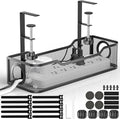 Under Desk Cable Management Tray - GZOKMOG No Drill Cord Organizer with Clamp, Workspace Organizers for Cords, Metal Mesh Wire Management for Home and Office, 1 Pack Black, 13.38 inch