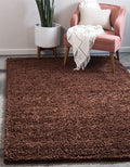 Unique Loom Solid Shag Collection Area Rug (7' 1" x 10' Rectangle, Chocolate Brown)
