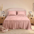 King Sheets, Rayon Derived from Bamboo, Cooling Bed Sheets Set,Deep Pocket Up to 16", 4 Pieces Silky Soft, Breathable Bedding Sheets & Pillowcases(Pink,King)