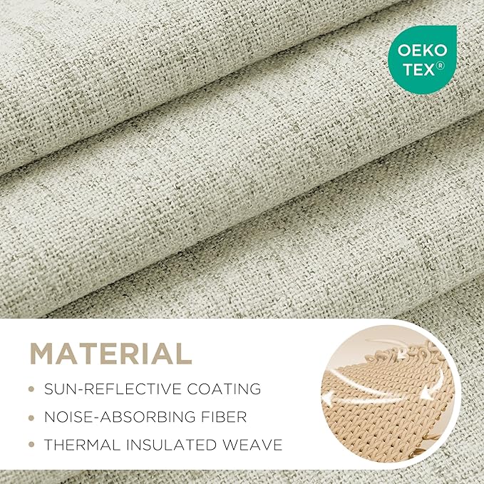 Joydeco Blackout Curtains for Bedroom - 100% Light Blocking 2 Panels Light Beige Drapes 37"W x 108"L, Thermal Insulated Room Darkening Curtains, Linen Textured for Living Room, Rod Pocket & Back Tabs