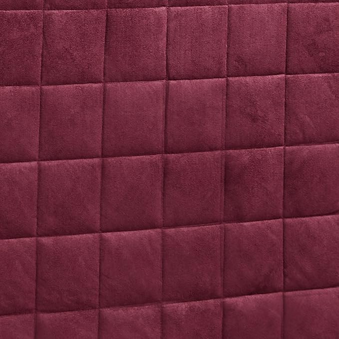Camden Luxury Bedding | Neutral Claret Color | Fitted Hollywood Daybed Bedding | Faux Suede Box Quilted Design | 5 Piece Set Includes Extra Long Hollywood Cover, 2 Bolster Shams, and 2 Bolster Pillows