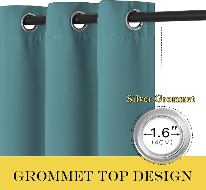 NICETOWN Sliding Door Window Treatment Blackout Patio Door Curtain Panels, Privacy Thermal Drapes for Bedroom Living Room Department with Grommet Top (Sea Teal, W66 x L110)