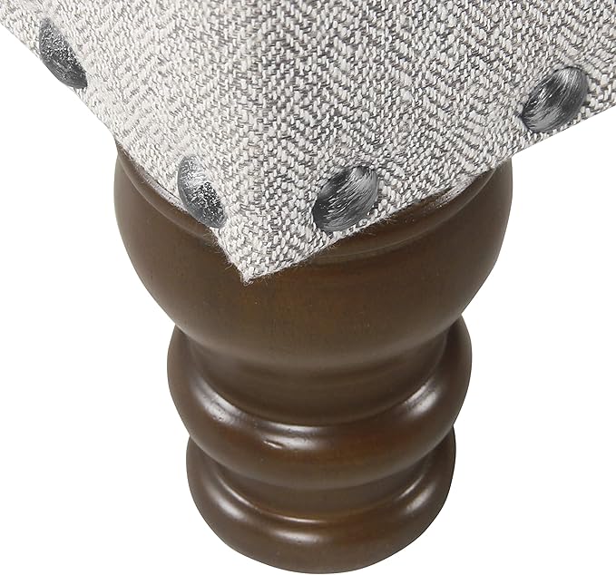HomePop Large Storage Bench with Nailhead Trim -Gray Woven