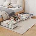 Under Bed Storage with Wheels, Foldable Pattern Carved Metal Under The Bed Storage, Tool-Free Assembly Under The Bed Storage Bins, 60L Underbed Storage for Bedroom Clothes Blankets Shoes Toys-4 Pack