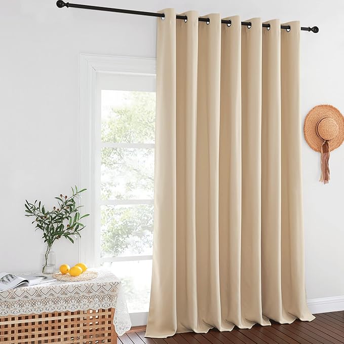 NICETOWN Sliding Door Window Treatment - Blackout Patio Door Curtain Panels, Privacy Thermal Drapes for Department with Grommet Top (Biscotti Beige, W100 x L108)