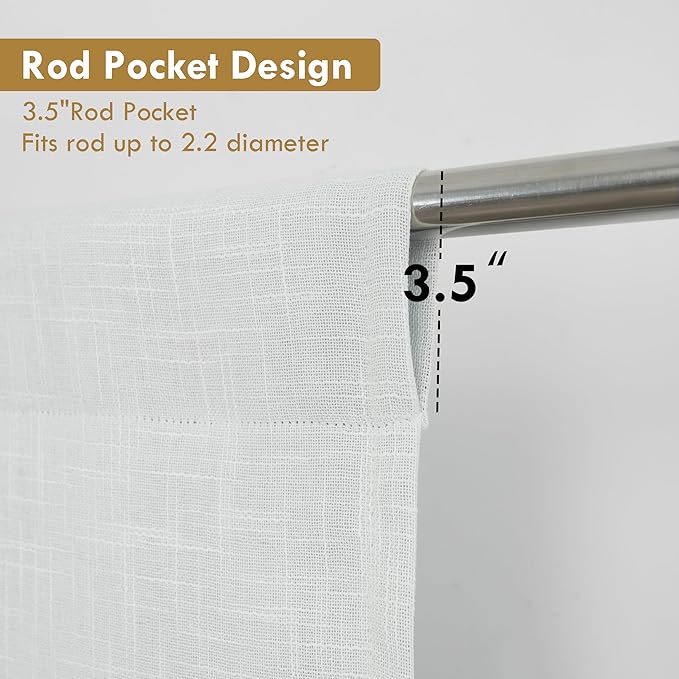 DriftAway Double Layer Linen Blackout Tie Up Curtains Thermal Insulated Fully Lined Balloon Roman Shade Bathroom Window Adjustable Rod Pocket for Small Window 31 Inch by 47 Inch White