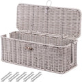 BROWNLILY Cable Management Box, Rattan Style Cord Organizer for Desk Cord Hider Outlet Covers Baby Proofing for Power Strip TV PC Router Charger Under Desk Storage with Lockable Lid and Cable Ties
