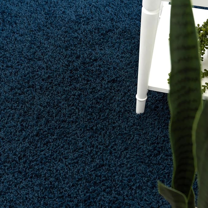 Unique Loom Solid Shag Collection Area Rug (3' 3" Round, Sapphire Blue/ Navy Blue)