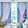 Star Curtains Blackout Curtains for Bedroom Cute Curtains Kids Curtains Rainbow Curtains, Curtains 72 Inches Long 2 Panels, Blue & Purple & Pink Curtains, 42 X 72 Inches