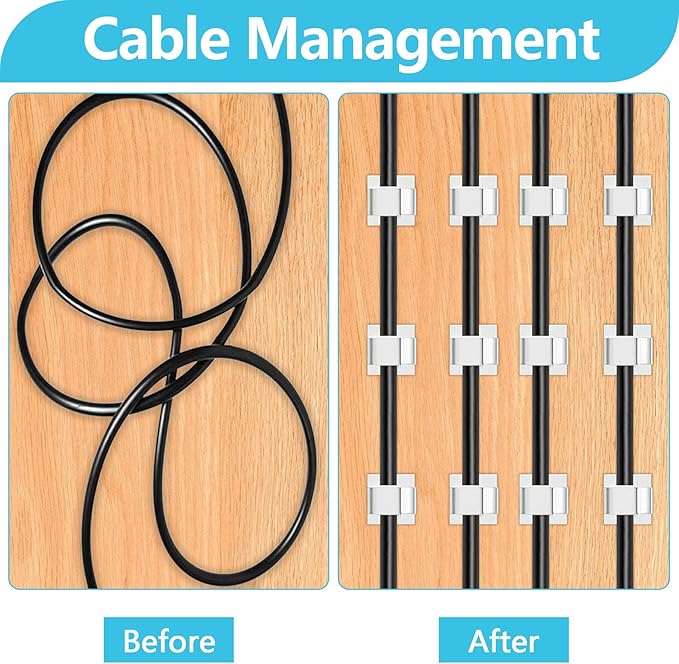Abnii 100PCS Adhesive Cable Clips, Wire Holder Organizer, Cord Management, Cable Staples, Christmas String Lights, White, Small