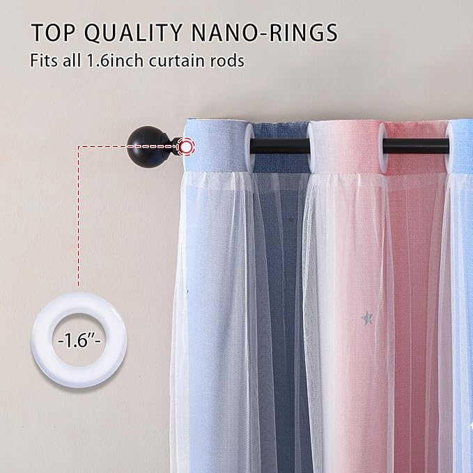 XiDi Dream Star Blackout Curtains for Kids Rooms Girl Princess Curtain for Daughter Bedroom Window (Pink Grey Blue, W52 X L63)