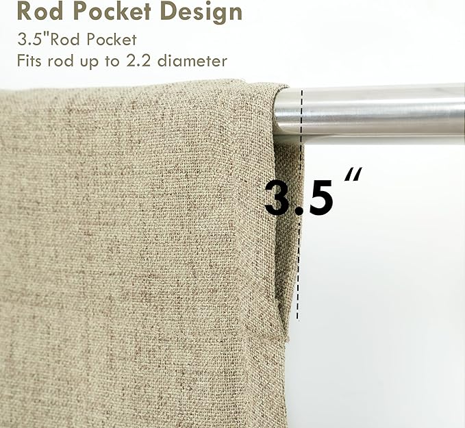 DriftAway Double Layer Linen Blackout Tie Up Curtains Thermal Insulated Fully Lined Balloon Roman Shade Bathroom Window Adjustable Rod Pocket for Small Window 45 Inch by 63 Inch Light Khaki Linen