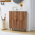 31.5” Fluted Shoe Cabinet Storage with 2 Flip Drawers,Narrow Freestanding Shoe Storage Organizer,Slim Shoe Rack Cabinet for Entryway,Hallway (Walnut)