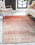 Unique Loom Del Mar Collection Area Rug - Jennifer (6' 1" x 9' Rectangle, Red/ Beige)