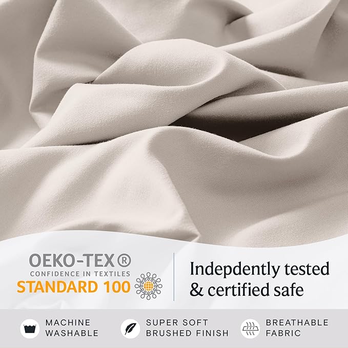 LuxClub 4 PC Sheet Set Bed Sheets Deep Pockets 16" Eco Friendly Wrinkle Free Cooling Machine Washable Hotel Bedding Silky Soft - Linen Full