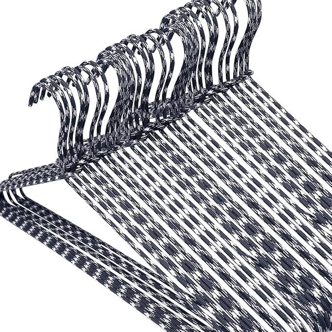 Clothes Hangers 60 Pack Stylish Fabric Wrapped Metal, Space Saving Coat, Velvet, Pant Hangers for Closet Organization, Durable Non-Slip, Navy/White Wardrobe Essentials Bulk Storage