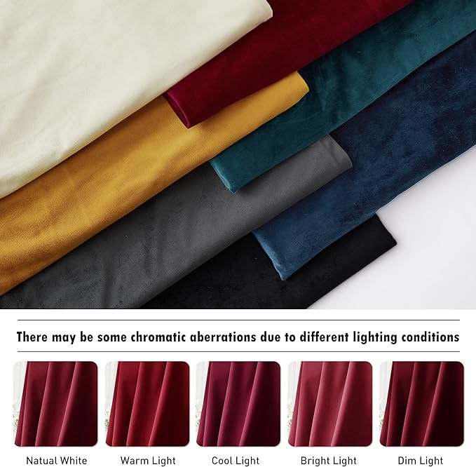 RYB HOME Red Velvet Curtains 72 inches - Room Darkening Curtains for Bedroom, Thermal Insulated Window Drapes, Width 52 x Length 72 inch, Ruby Red, 2 Panels