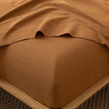 MooMee Fitted Bottom Sheet Only 100% Washed Cotton Linen Like Textured Breathable Durable Soft Comfy Deep Pocket Fits Mattress up to 17" (Dark Orange, King)