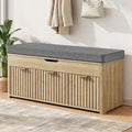 Shoe Bench with Storage - Lift Top Entryway Bench with Hidden Storage, Shoe Rack with Adjustable Shelves and Cushioned Seat, Wooden End of Bed Bench for Bedroom, Living Room and Hallway,Nature