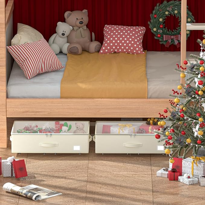 Under Bed Storage with Wheels, No Assemble Required 7.5 inches height Under Bed Storage bins,Large capacity Rolling Underbed Shoe Storage containers，dorm underbed storage drawers