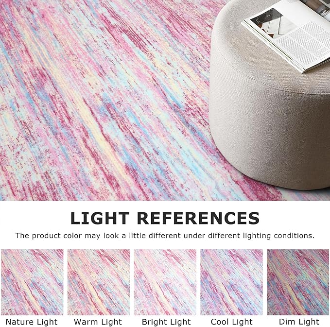 2x3 Modern Abstract Rug for Entryway, Pink Colorful Super Soft Small Area Rug, Washable Non-Slip Kitchen Rugs, Low-Pile Mat for Bedside, Indoor Door Mat