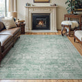 jinchan 8x10 Machine Washable Area Rugs for Living Room – Vintage Floral Soft Stain Resistant Low Pile Rug, Non Slip Ultra-Thin Carpet for Bedroom, Dining Room, Home Office, Nursery (8'x10', Green)