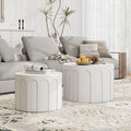 Nesting Coffee Table Set of 2, Modern Coffee Tables, Space-Saving Round Circle Coffee Tables, Side End Table for Living Room, Bedroom, Balcony, Office, White