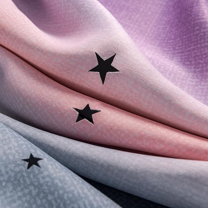 XiDi Curtains for Bedroom Decor, Rainbow GreyPinkPu-52-96