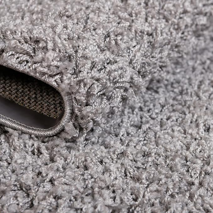 Unique Loom Solid Shag Collection Area Rug (10' x 13' 11" Rectangle, Cloud Gray)