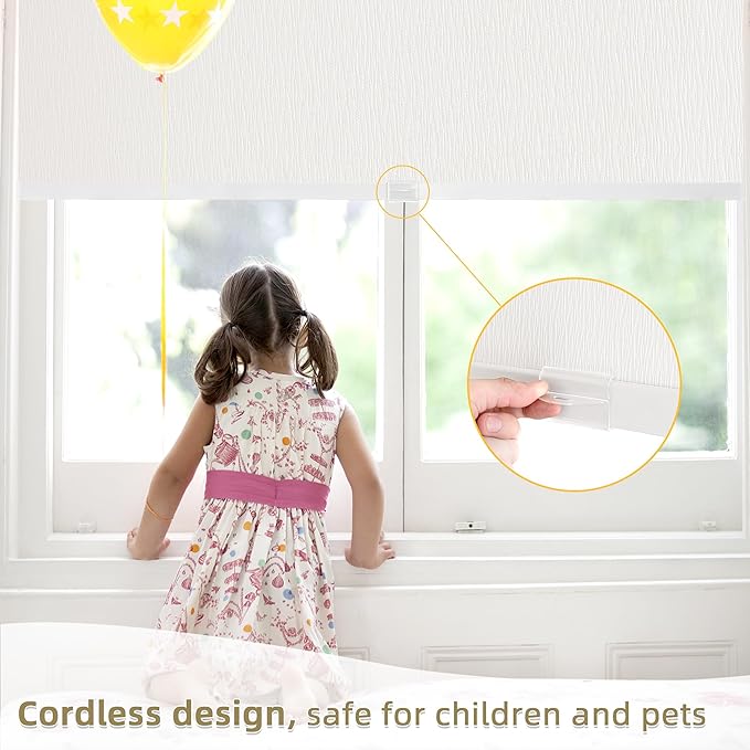 ChrisDowa Cordless Blackout Roller Shades for Windows, Striped Free-Stop Window Blinds with Privacy, Thermal Insulated Window Shades for Home, Office and Door. White, 26" W x 72" H