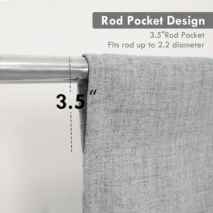 DriftAway Double Layer Linen Blackout Tie Up Curtains Thermal Insulated Fully Lined Balloon Roman Shade Bathroom Window Adjustable Rod Pocket for Small Window 25 Inch by 47 Inch Gray