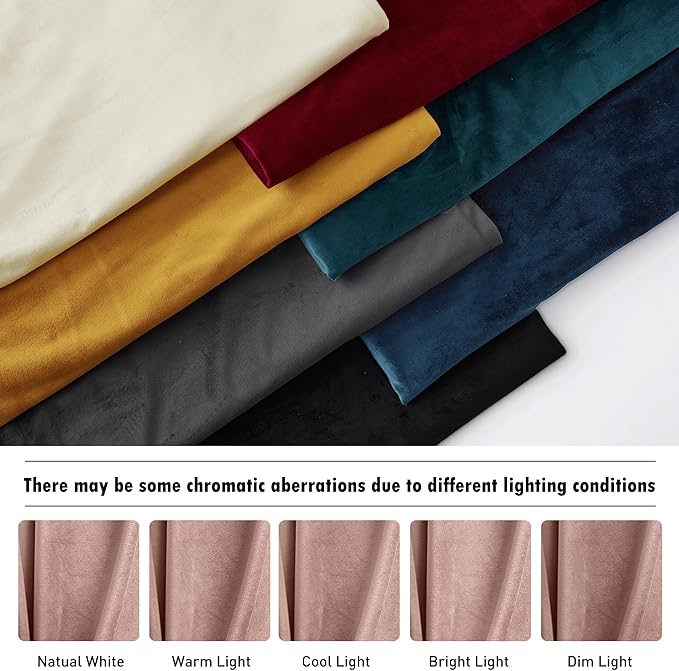 RYB Home Dusty Pink Velvet Curtains for Girls Bedroom - Blackout Thermal Insulated Drapes Window Treatment Luxury Solid Decor for Nursury Dorm, W52 x L90 inches, 2 Panels