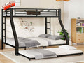 Higher Quality & Stronger Heavy Duty Metal Bunk Bed Frame Twin XL Over Queen Size with Twin Size Trundle for Adults Teens, Thickened More Stable Steel Bunkbed