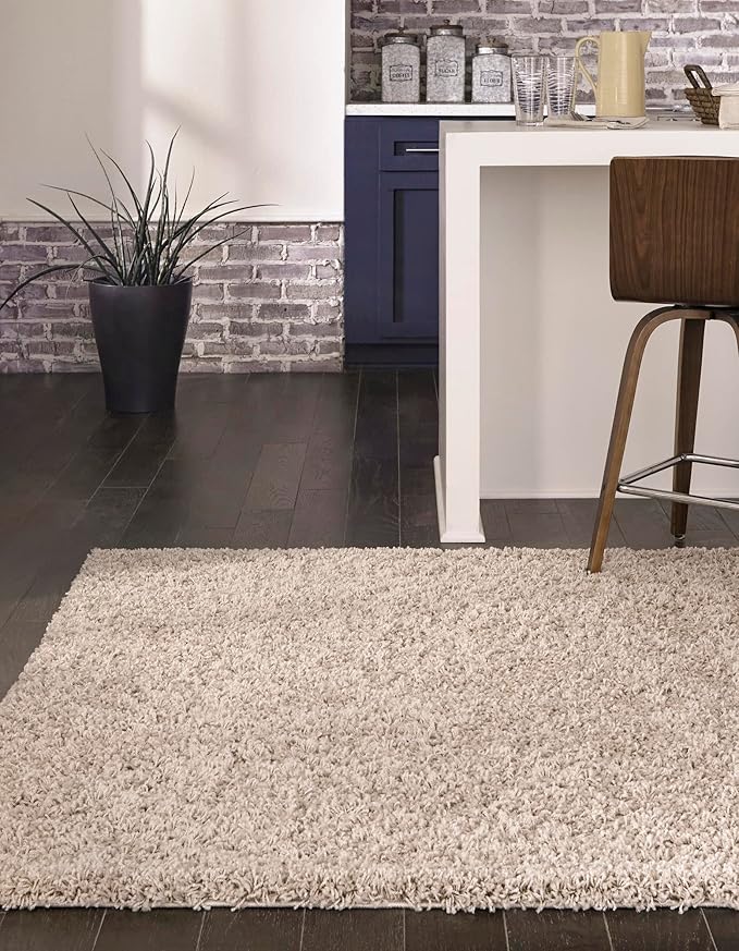 Unique Loom Solid Shag Collection Area Rug (10' x 13' 11" Rectangle, Taupe)