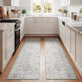 jinchan Lima Kitchen Runner Rug 2x8-2pcs, Bohemian Hallway Washable Rug Floral Non Slip with Rubber Backing Vintage Carpet Runner for Bedroom Bathroom Laundry Room Living Room Beige