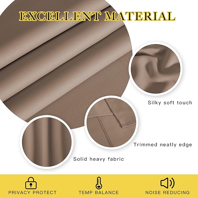 NICETOWN Blackout Patio Curtains 100 x 144 Inches Long for Sliding Door Extral Wide Blackout Curtain Panels Thermal Insulated Room Divider - Grommet Top, 100" W x 144" L, 1 Panel, Cappuccino